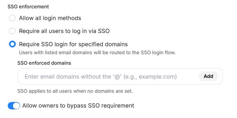 SSO Enforcement Options