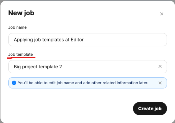 Job Template in New Job