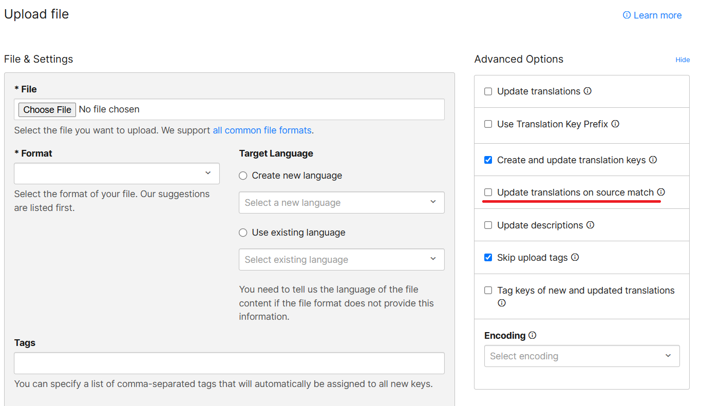 New Upload Option