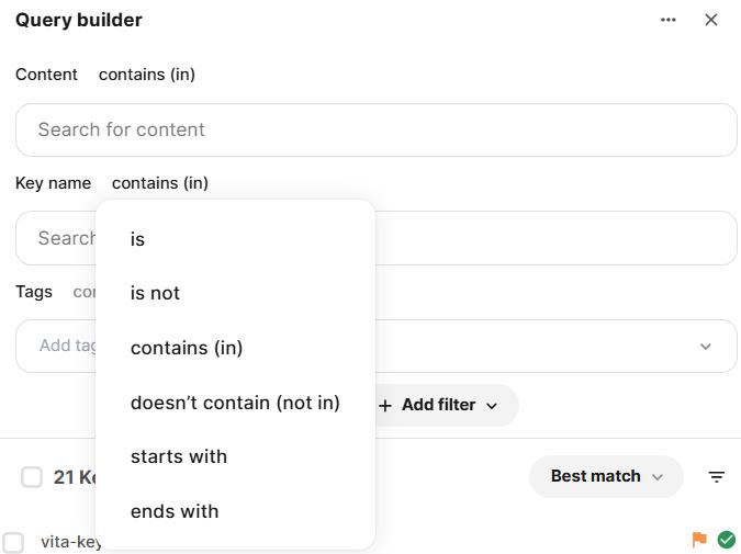 Query Builder Operators