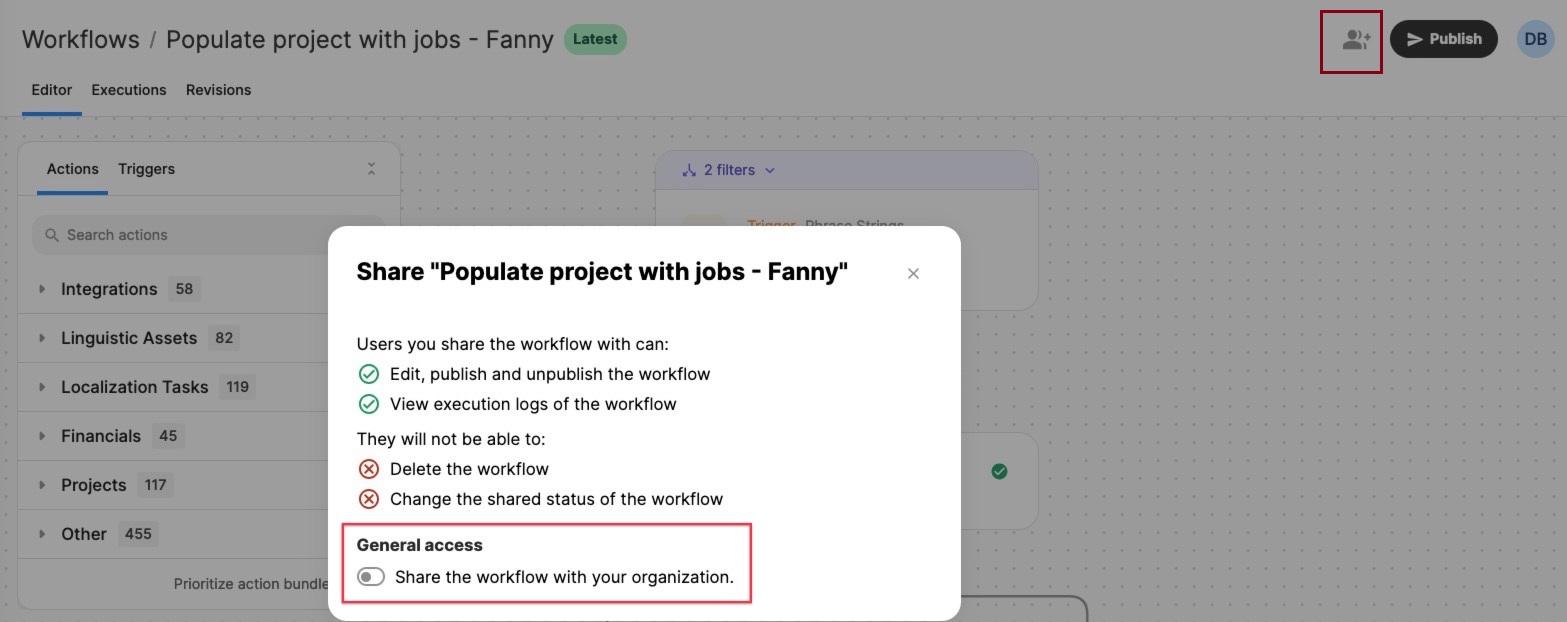 Share/Unshare WF Location